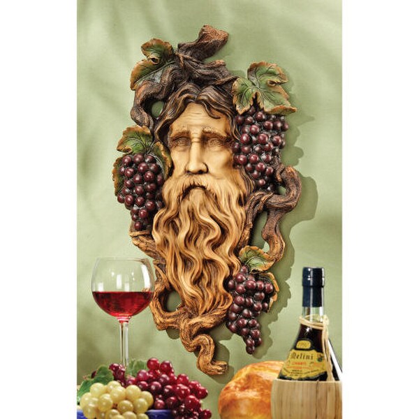 God Of The Grape Harvest Wall Sculpture Green-man Plaque